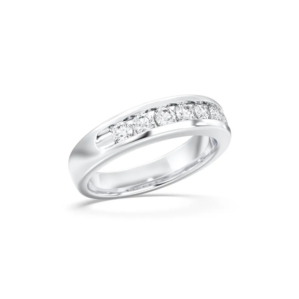 Silver Mens 7stone Wedding Band