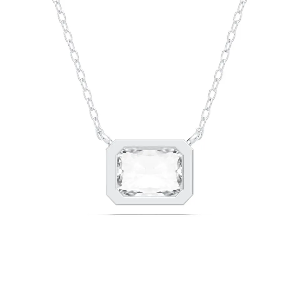 White gold Radiant Cut Bezel Solitaire Pendant
