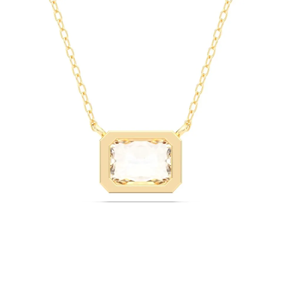 Yellow gold Radiant Cut Bezel Solitaire Pendant